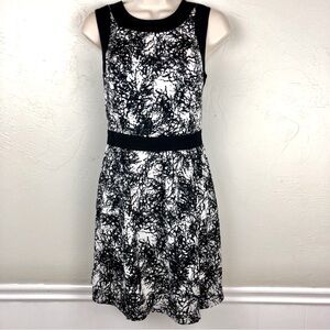 Kensie Black White Sleeveless Fit & Flare Dress